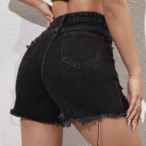 Raw Hem KM Shredded Denim Shorts